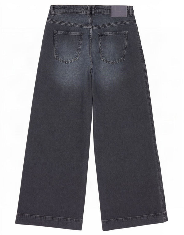Zara Vaqueros de pierna ancha y talle alto para mujer EU 40 Medium W30 L32 Algodón azul marino