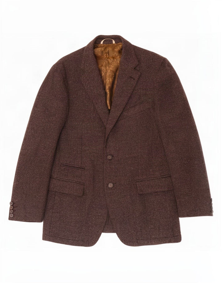 Fabio Inghirami Chaqueta tipo blazer de 2 botones para hombre IT 54 2XL Lana virgen marrón