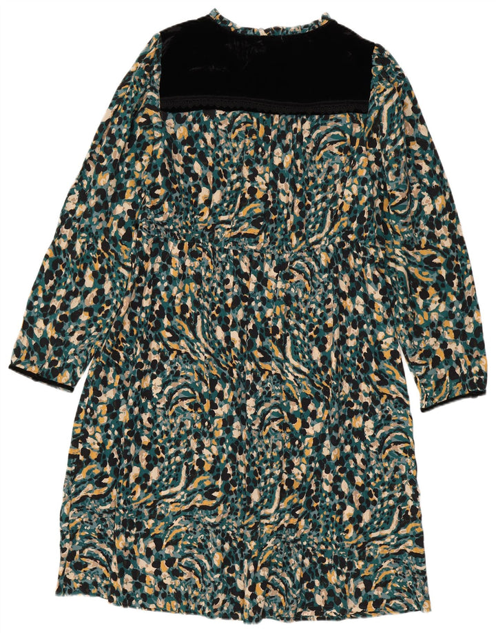 Monsoon Vestido largo de té para mujer, talla 40, pequeño, bohemio con lunares multicolores