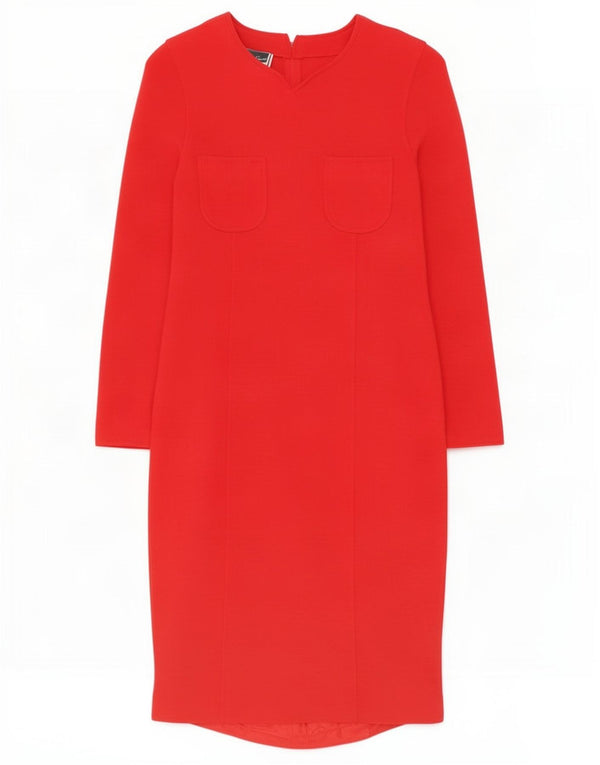 Luisa Spagnoli Vestido largo de manga larga para mujer IT 44 Acetato rojo mediano