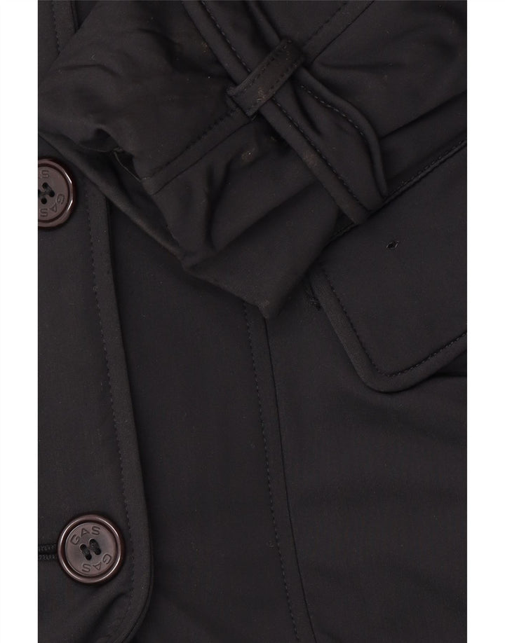 GAS Gabardina de doble botonadura para mujer UK 40 Small Poliamida negra