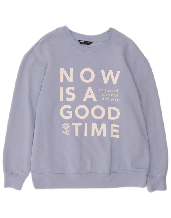 Marks & Spencer - Sudadera gráfica para mujer, talla 40, talla grande, algodón azul