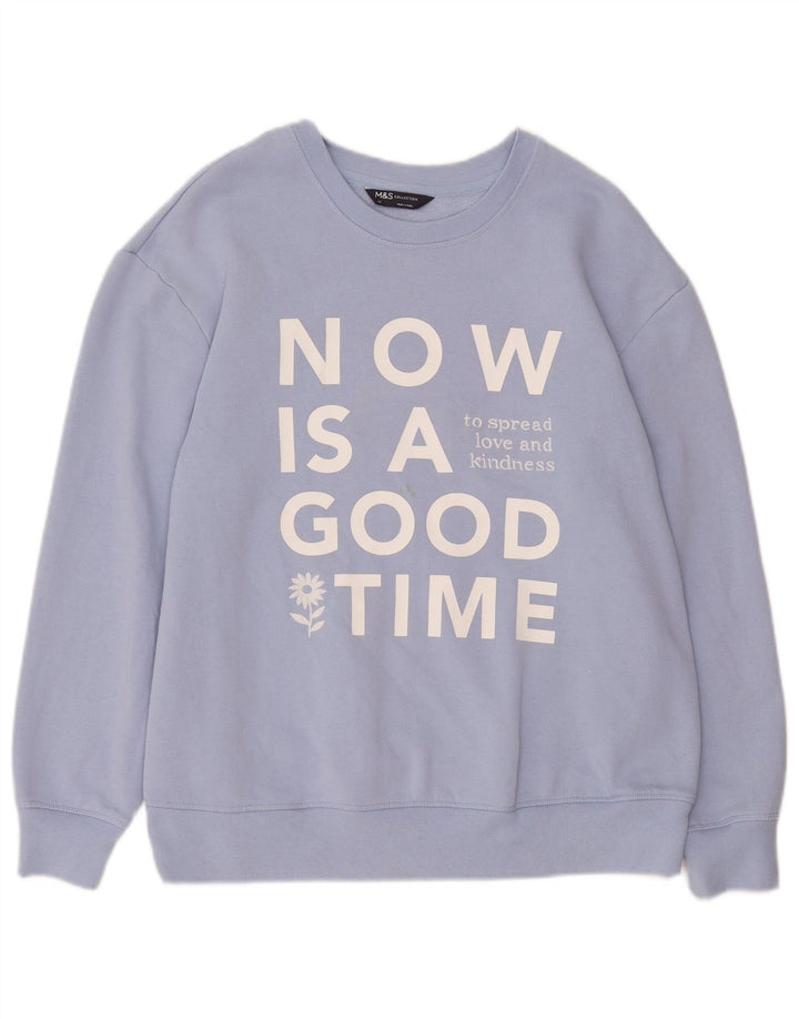 Marks & Spencer - Sudadera gráfica para mujer, talla 40, talla grande, algodón azul