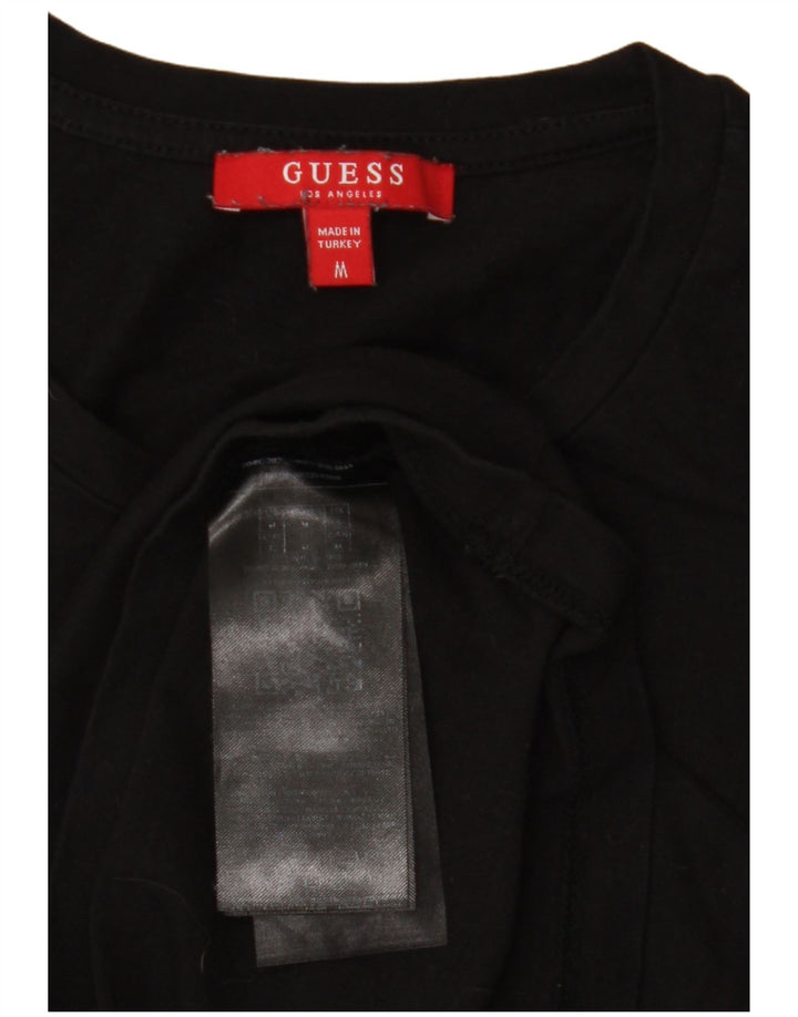 GUESS Camiseta gráfica para mujer Top UK 12 Medium Black Cotton