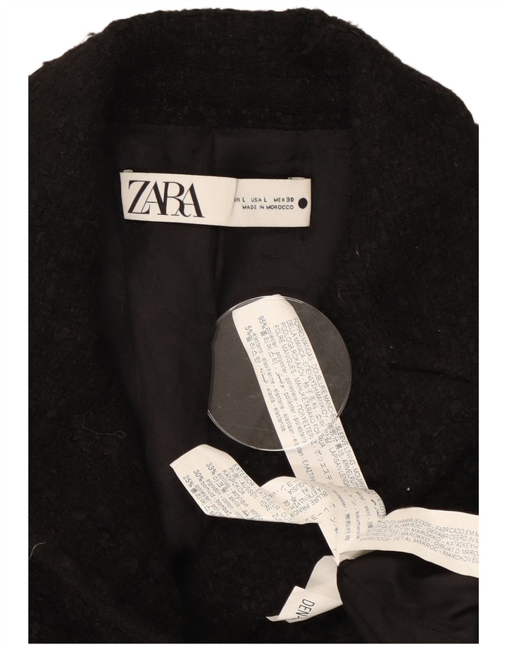 Zara Chaqueta tipo blazer corta con doble botonadura para mujer UK 46 Grande Poliéster negro