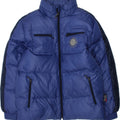CHAMPION Boys Padded Jacket 9-10 Years Medium Blue Colourblock Polyester Vintage Champion and Second-Hand Champion from Messina Hembry 