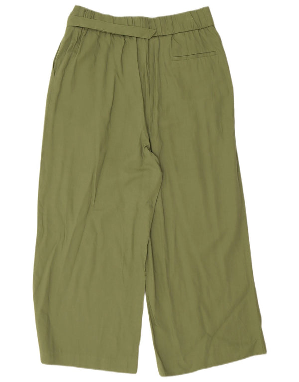 Oasis Pantalones Capri de Pierna Ancha y Cintura Alta para Mujer UK 12 Medium W28 L22 Verde