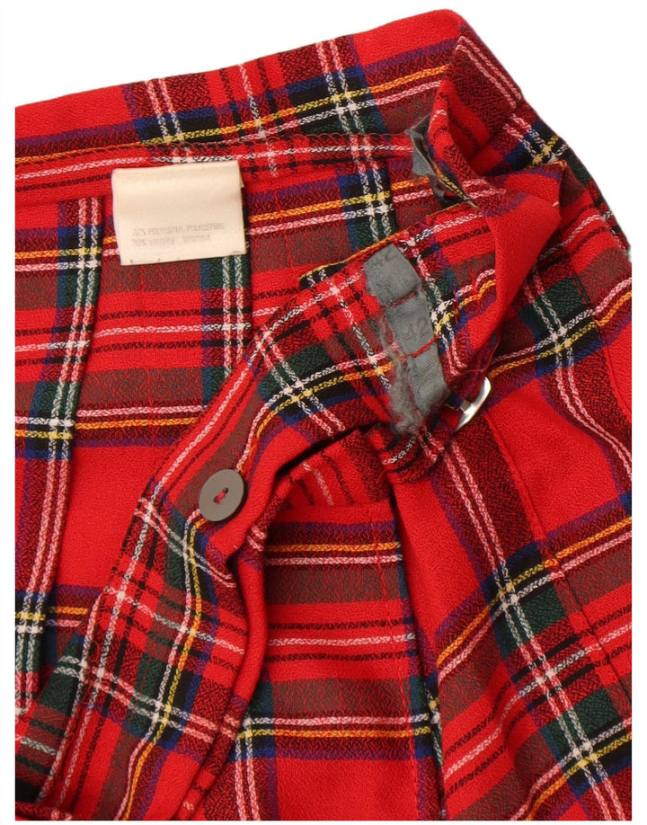 Falda envolvente plisada vintage para mujer IT 42 Mediana W30 Poliéster a cuadros rojos