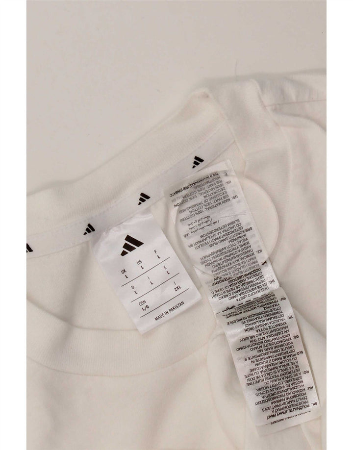 Adidas - Camiseta para hombre, talla grande, algodón blanco