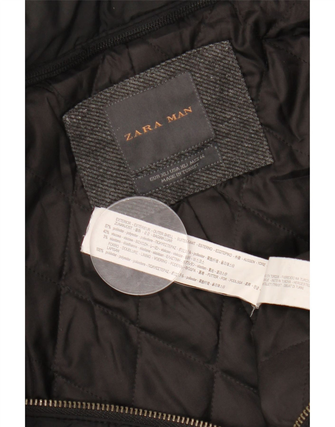 Abrigo ZARA Hombre ES 42 XL Poliéster Gris