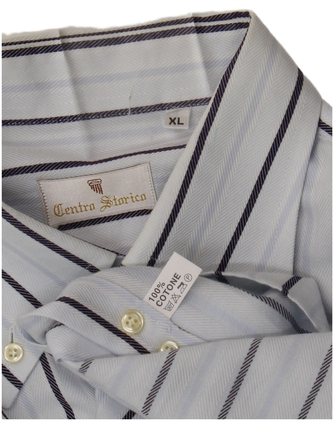 Camisa VINTAGE para hombre XL Algodón a rayas blancas