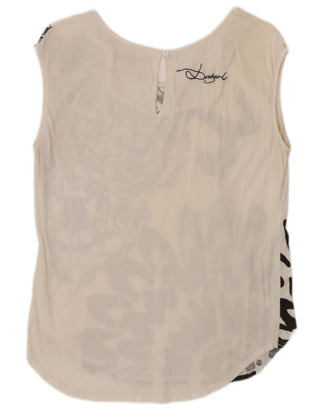 DESIGUAL Mujer Cirque Du Soleil Gráfico Chaleco Top UK 40 Grande Blanco