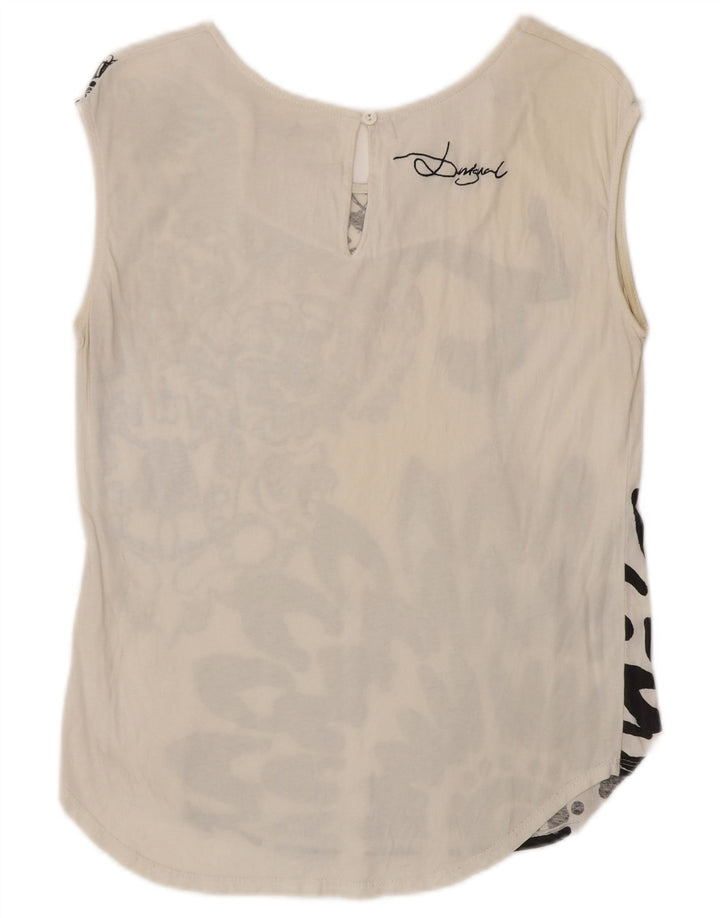 DESIGUAL Mujer Cirque Du Soleil Gráfico Chaleco Top UK 40 Grande Blanco