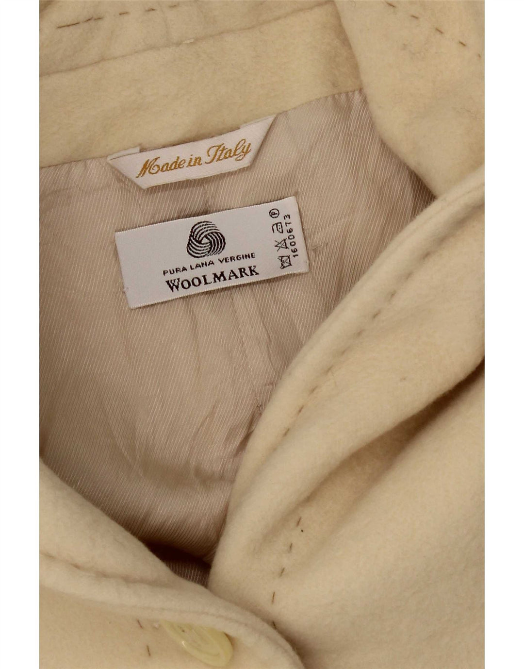 Abrigo vintage para mujer IT 42 Lana virgen blanca media