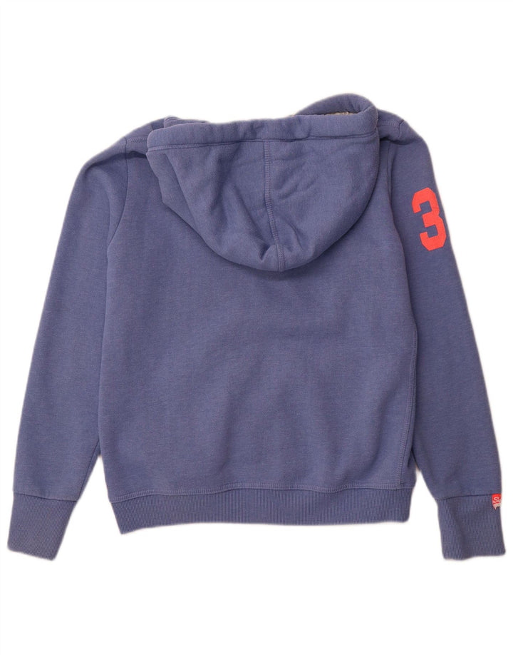 SUPERDRY Suéter con capucha y cremallera gráfica para mujer UK 40 XL Algodón azul