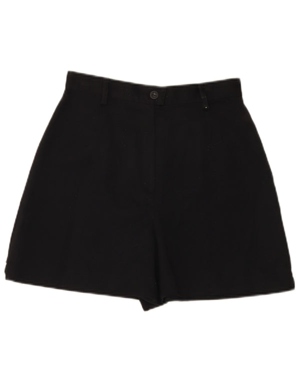 Pantalones cortos casuales de cintura alta para mujer vintage pequeños poliéster negro W26