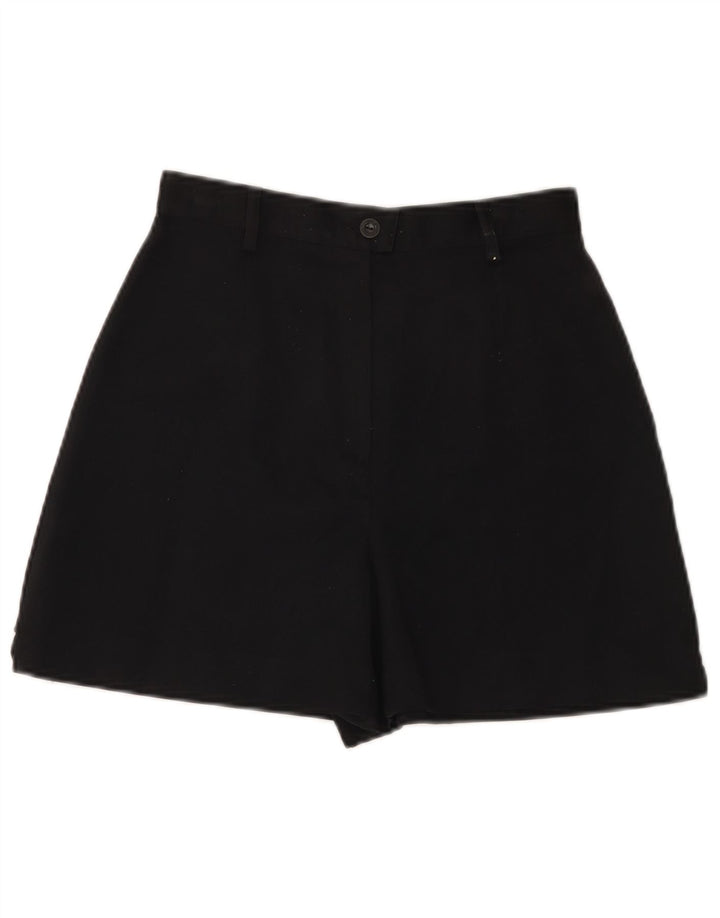 Pantalones cortos casuales de cintura alta para mujer vintage pequeños poliéster negro W26