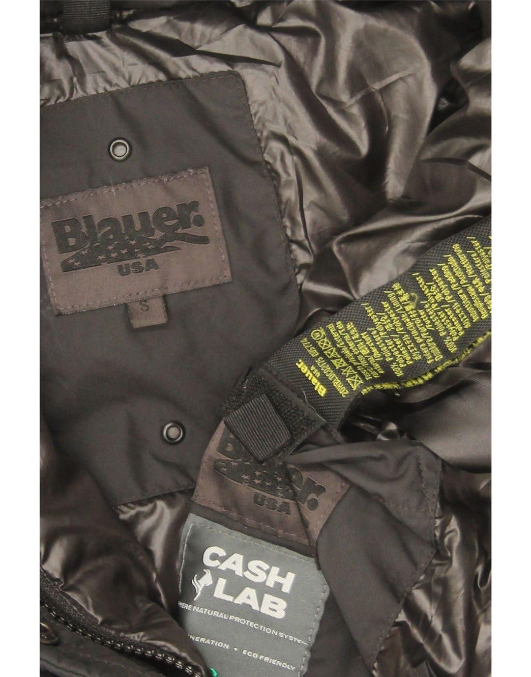 Blauer Chaqueta Acolchada Extragrande con Capucha para Mujer UK 10 Small Poliéster Negro