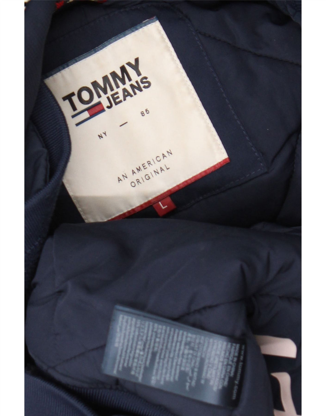 Tommy Hilfiger Chaqueta acolchada con capucha para hombre UK 40 Large Poliéster azul marino