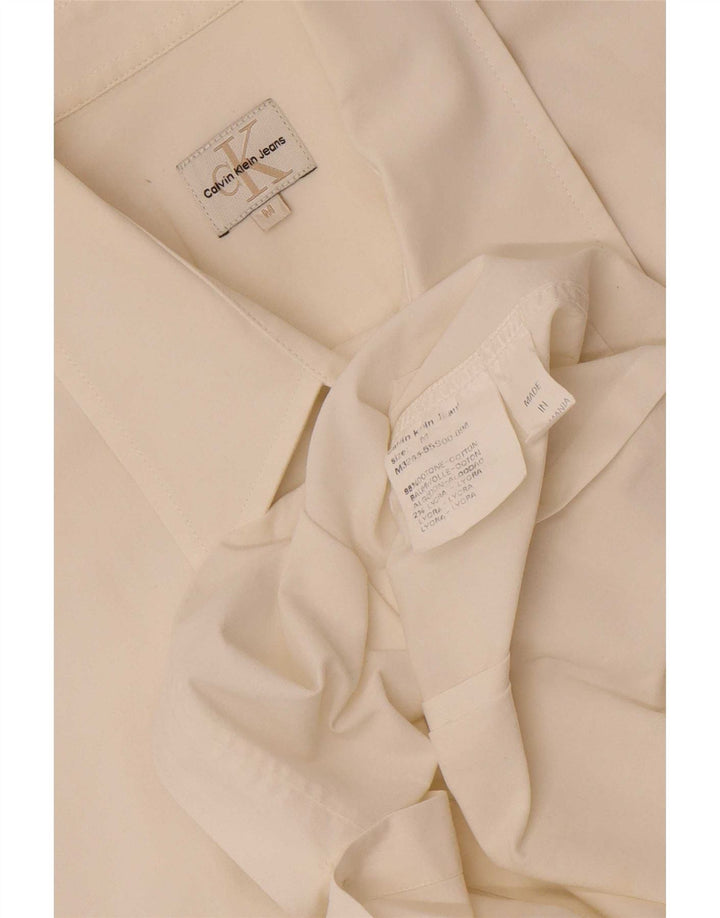Camisa Calvin Klein Jeans Hombre Manga Corta Algodón Blanco Mediano