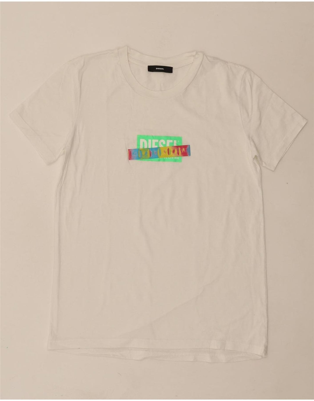 DIESEL Womens Graphic T-Shirt Top UK 12 Medium White Vintage Diesel and Second-Hand Diesel from Messina Hembry 