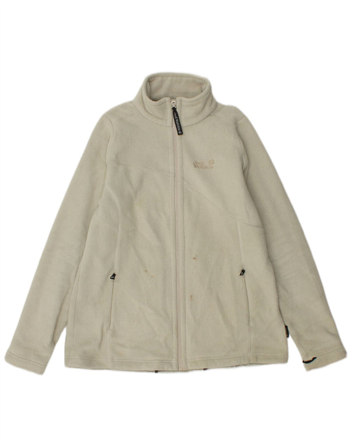 Jack Wolfskin Chaqueta polar gráfica para mujer UK 46 Grande Poliéster blanco roto