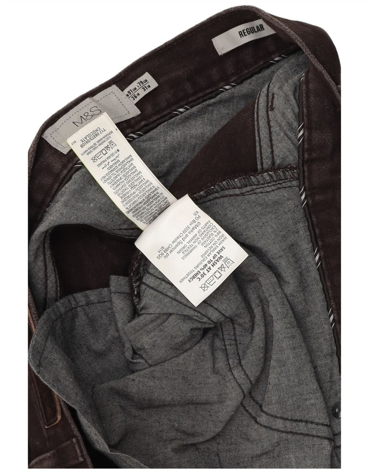 Marks & Spencer Pantalones informales regulares para hombre W36 L31 Algodón marrón