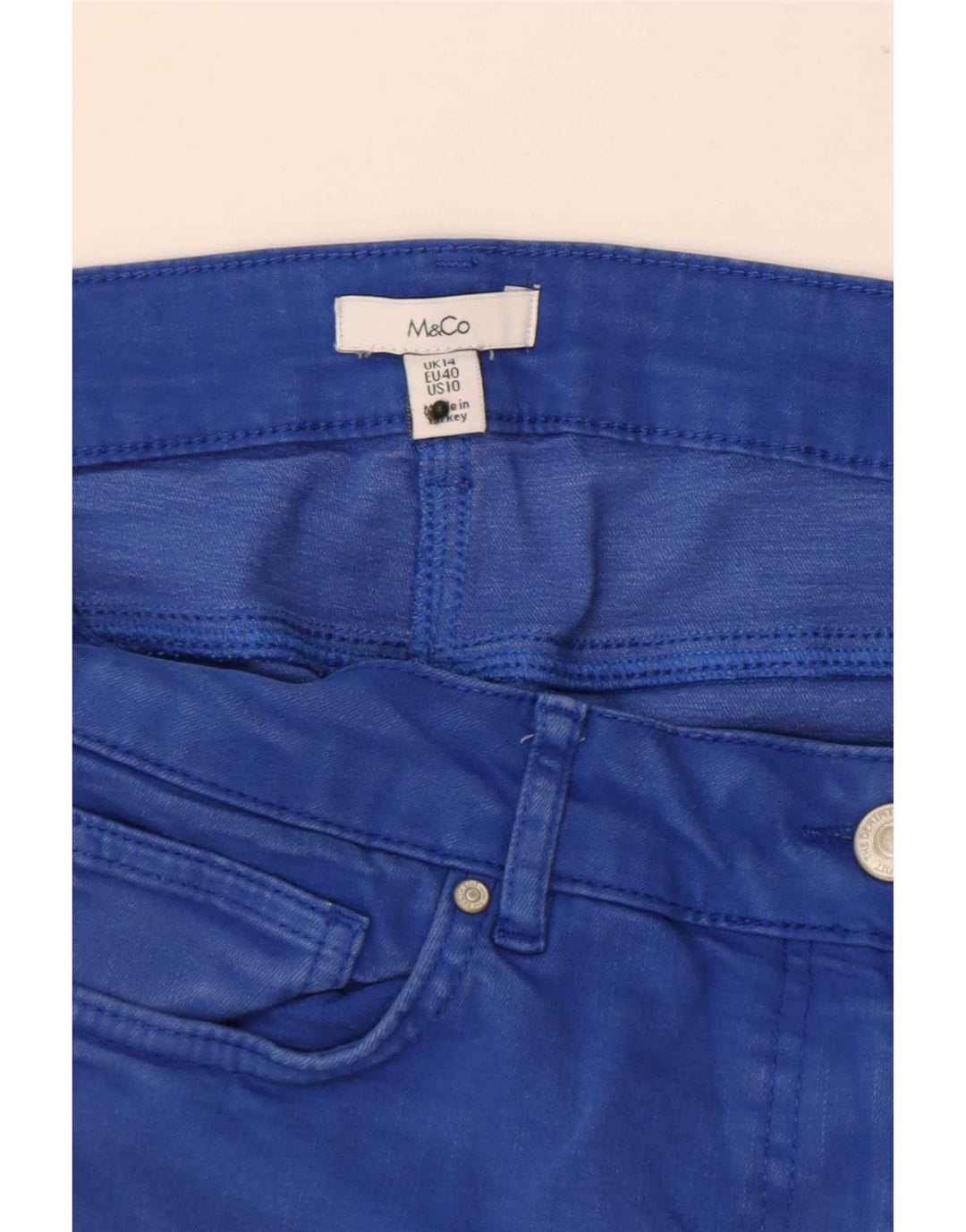 M&Co Vaqueros recortados para mujer UK 14 Large W34 L24 Azul