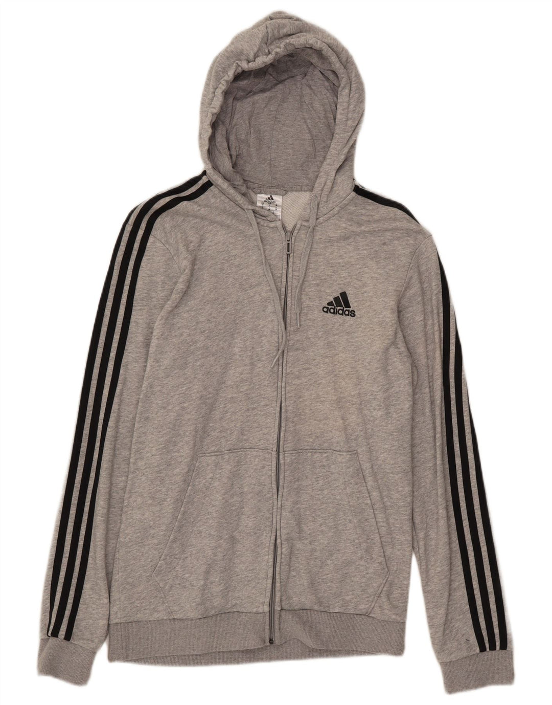 ADIDAS Sudadera con capucha y cremallera para hombre Algodón moteado gris medio