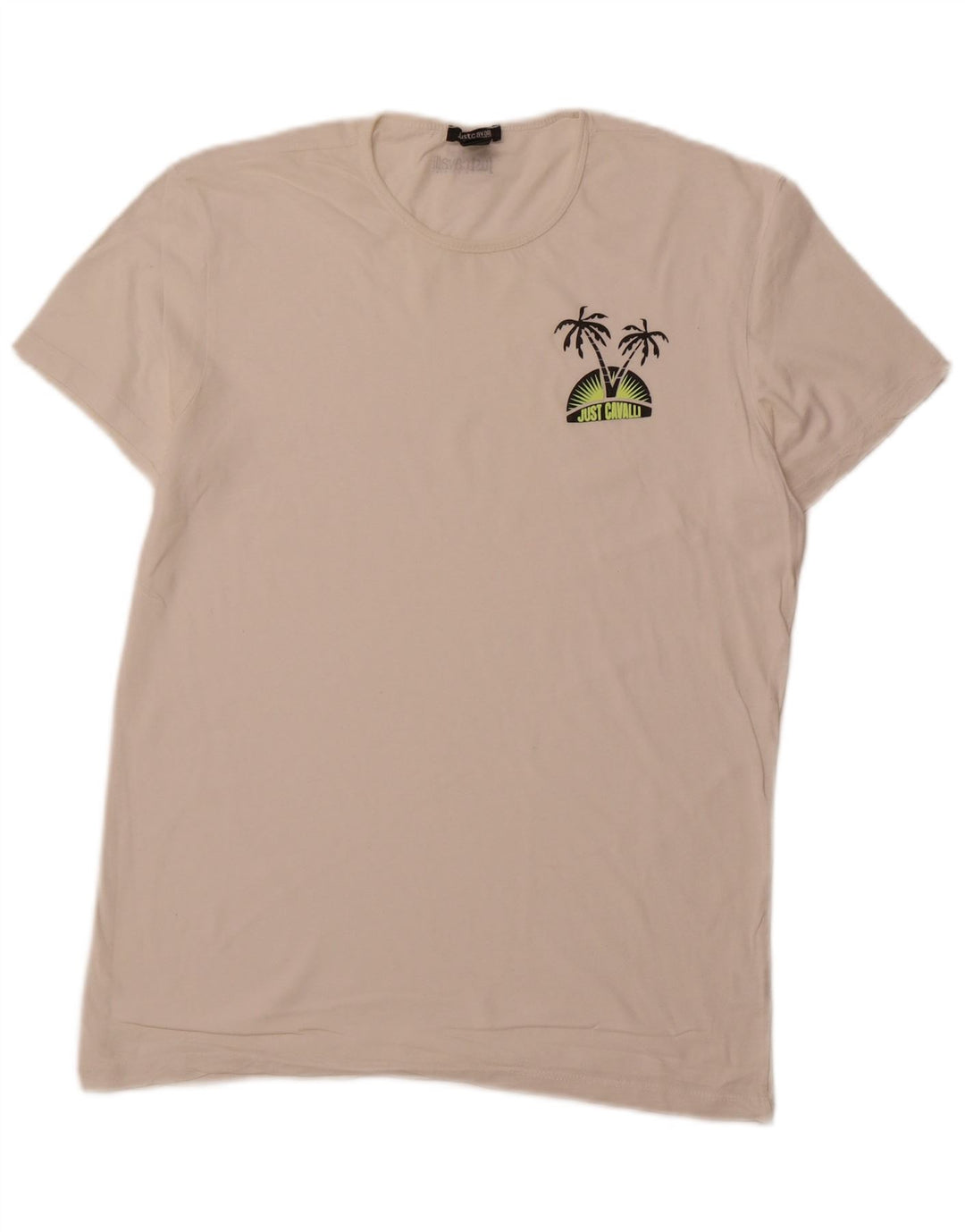 JUST CAVALLI Camiseta Hombre Top Grande Blanco Roto Algodón