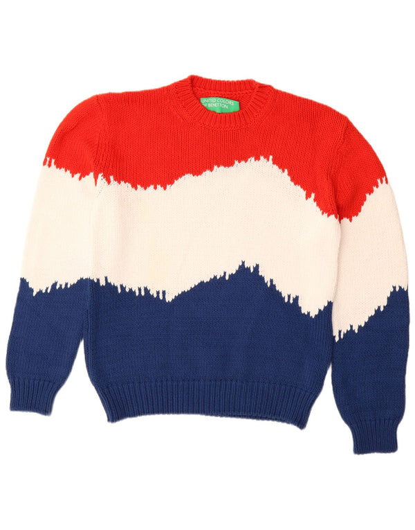 BENETTON Suéter tipo jersey con cuello redondo para mujer UK 40 Mediano Multicolor