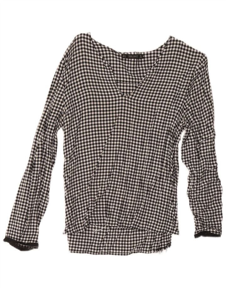 Zara Mujer Blusa Top UK 40 Medium Black Gingham