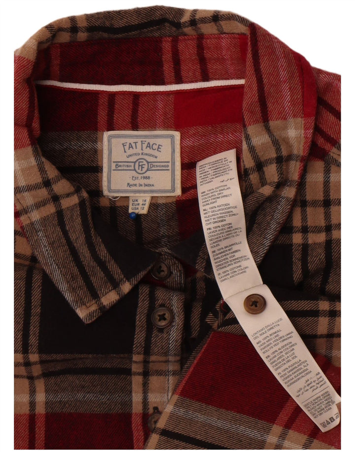 Camisa de franela para mujer Fat Face UK 46 Large Red Check Cotton