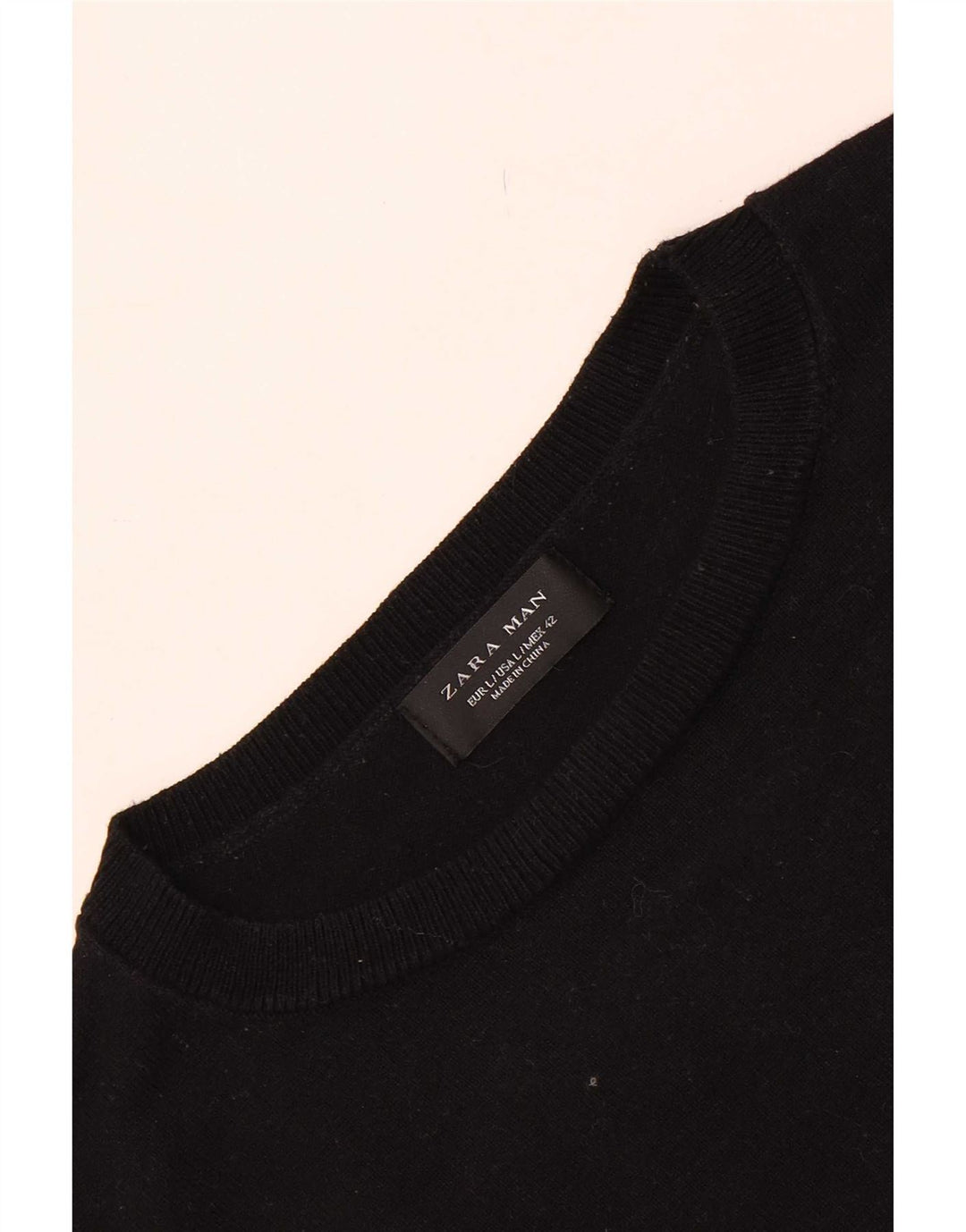 Zara Hombre Jersey Con Cuello Barco Jersey Grande Negro