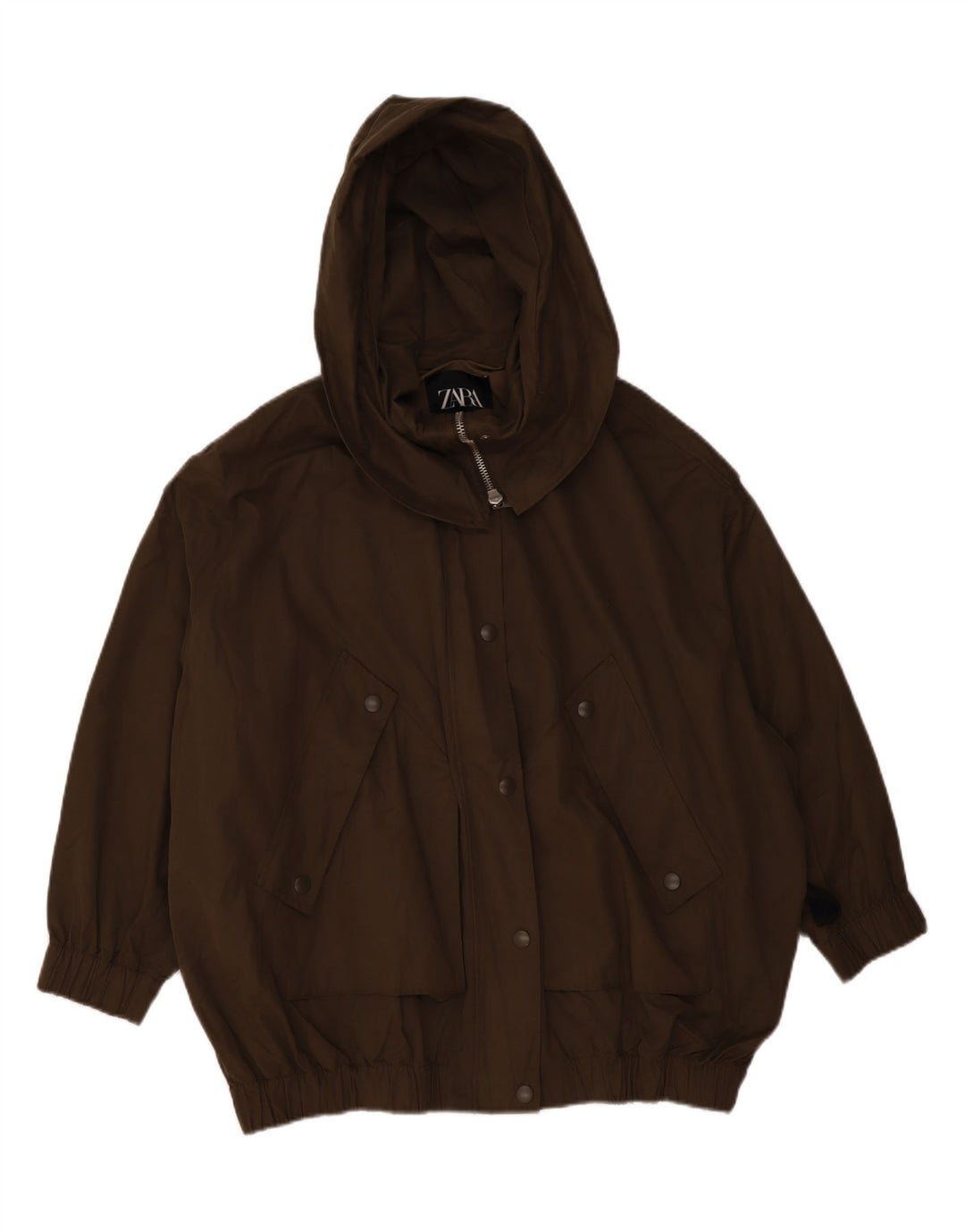 ZARA Chaqueta bomber extragrande con capucha para hombre UK 38 Poliéster caqui medio