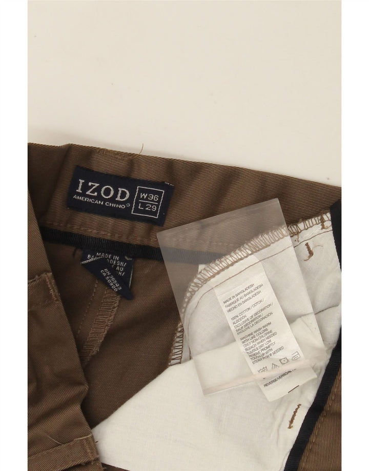 IZOD Pantalón chino recto para hombre W36 L29 Algodón beige