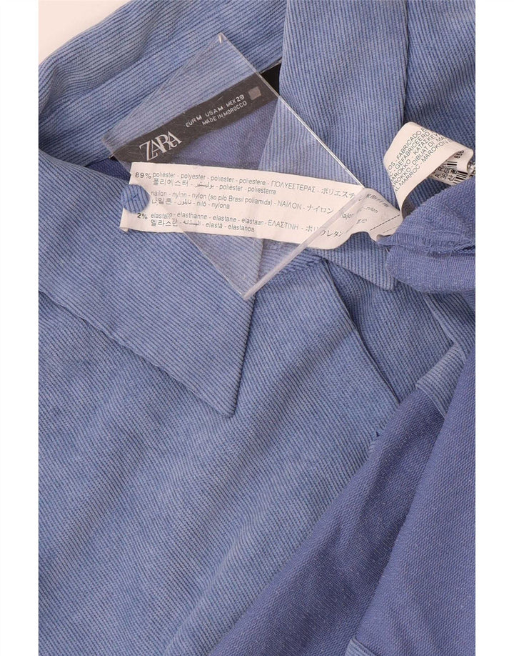 Zara Mujer Sobrecamisa Camisa Extragrande UK 44 Poliéster Azul Medio