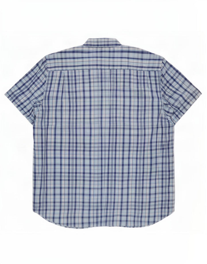 Harrison & Son Camisa de Manga Corta para Hombre XL Algodón a Cuadros Azul