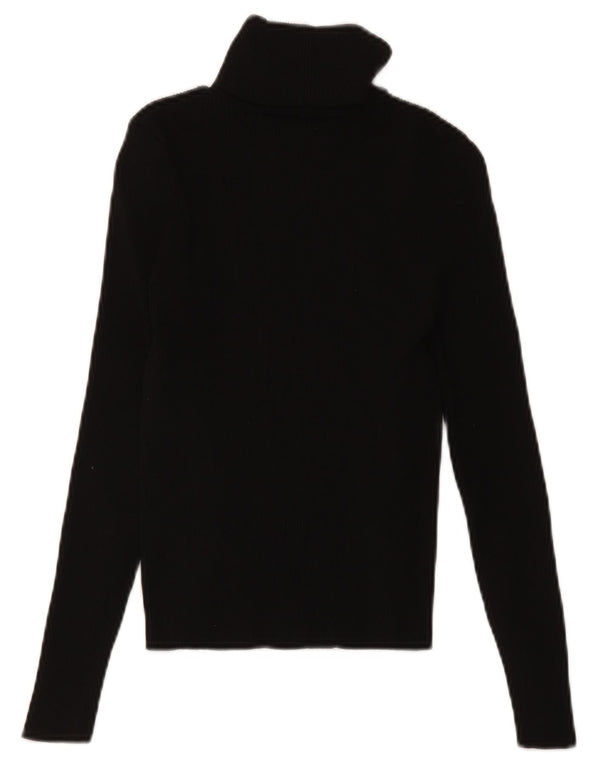 Zara Mujer Jersey De Cuello Vuelto Suéter UK 8 Small Poliamida Negra