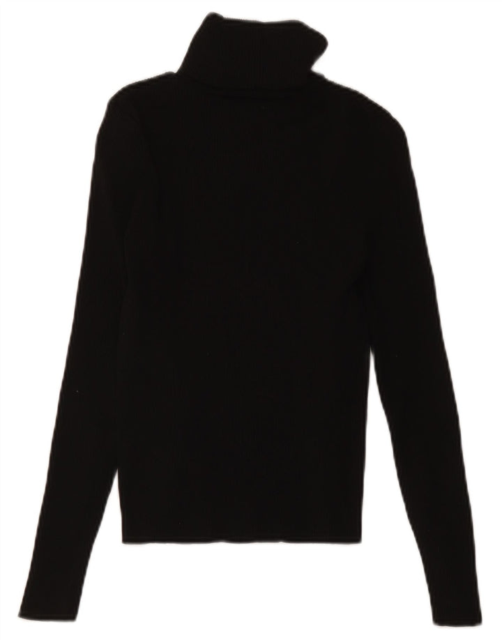Zara Mujer Jersey De Cuello Vuelto Suéter UK 8 Small Poliamida Negra