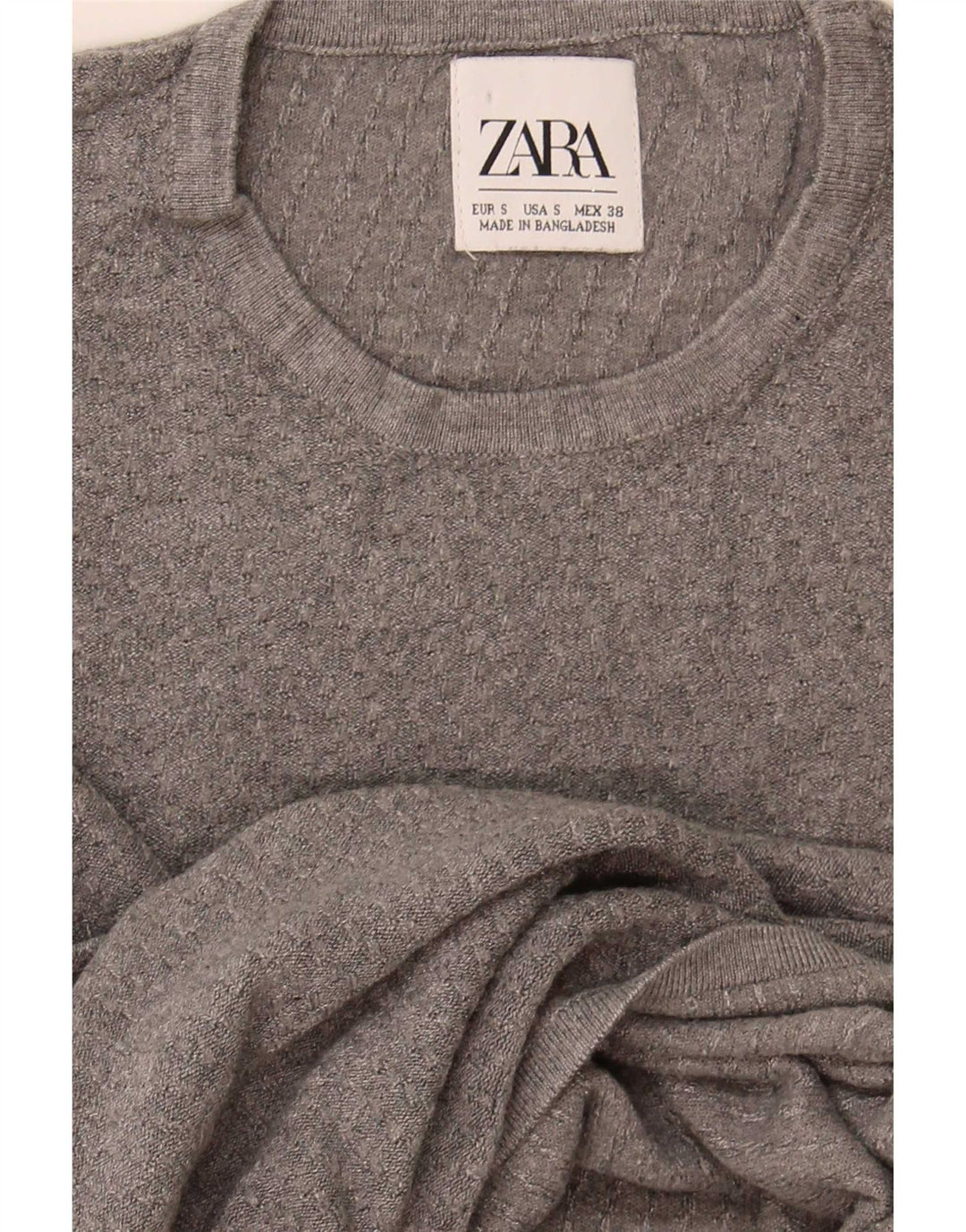 Zara Hombre Cuello Redondo Jersey Jersey Pequeño Gris