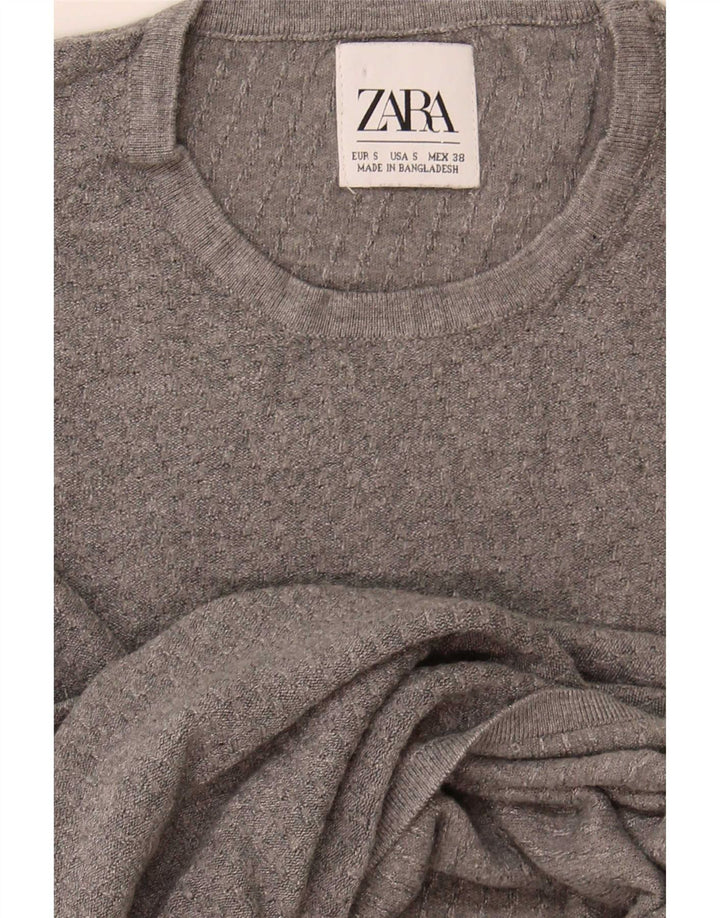 Zara Hombre Cuello Redondo Jersey Jersey Pequeño Gris