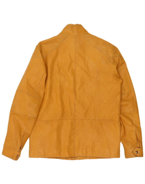 Conbipel Chaqueta utilitaria de cuero para hombre IT 48 Amarillo mediano