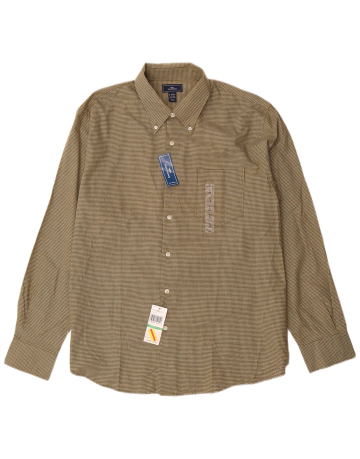 DOCKERS Camisa para hombre Talla 16 1/2 Grande Caqui Cuadros Algodón