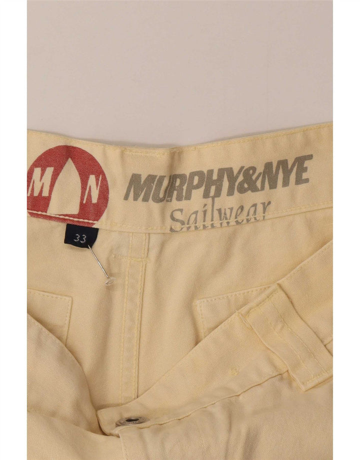 Murphy & Nye Pantalones cortos chinos para hombre medianos W33 Algodón beige
