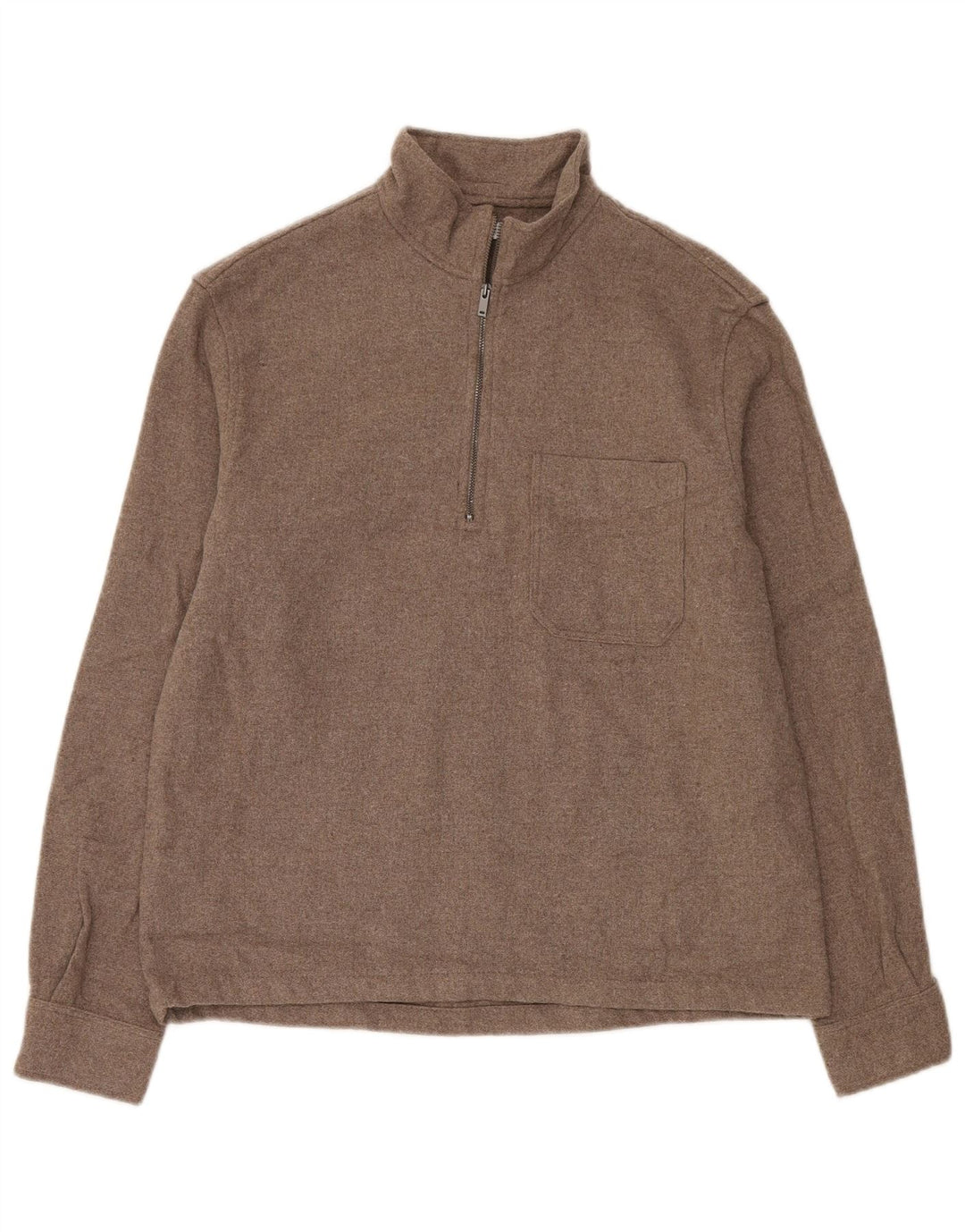 Zara Hombre Jersey Con Cremallera Y Cuello Jersey Pequeño Acrílico Beige