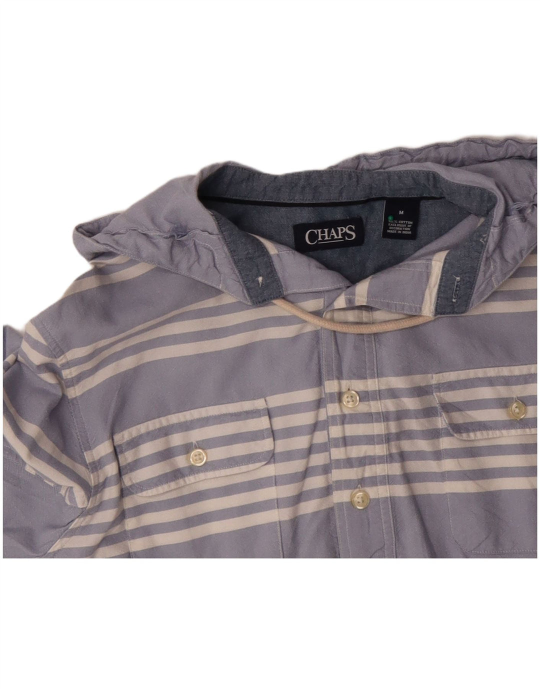 CHAPS Camisa tipo jersey con capucha para hombre de algodón a rayas azul medio