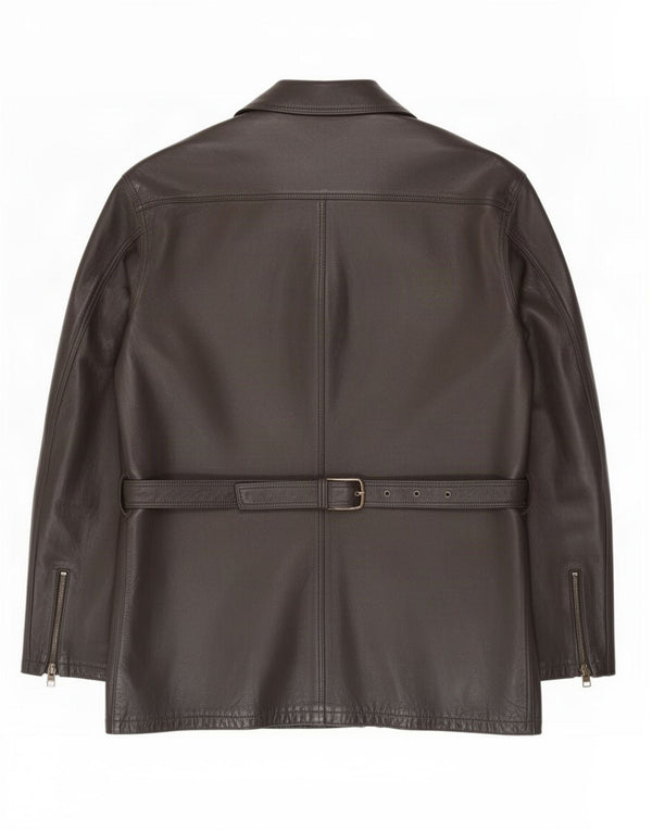 Chaqueta de cuero vintage para hombre Reino Unido 42 XL Negro