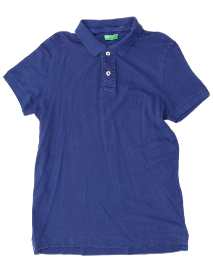 Benetton Polo Hombre Azul Medio Algodón