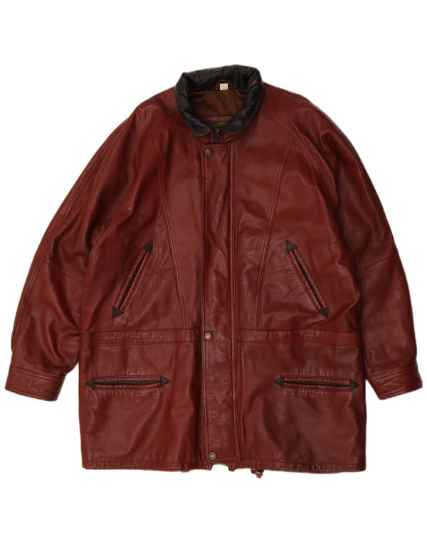 Kartel Abrigo de cuero holgado para hombre UK 40 Large Marrón Colorblock